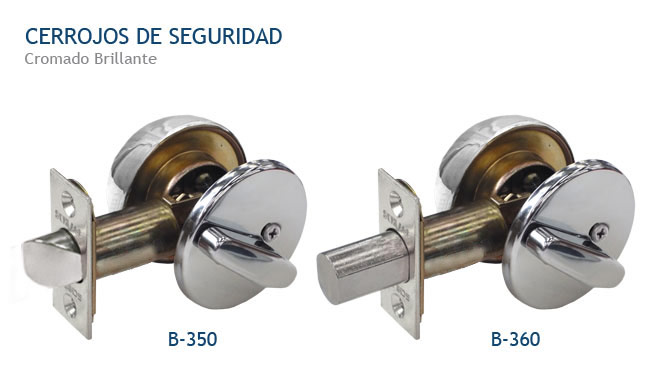 Cerrojo de Seguridad B350 Llave – Volteador cromo mate derecha Schlage